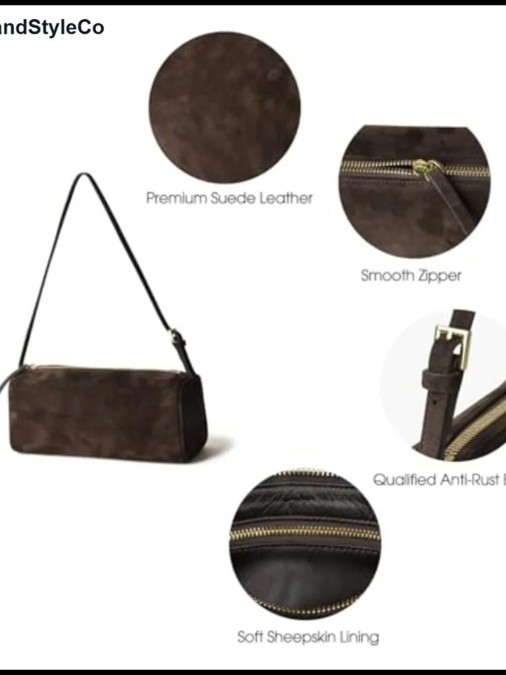 Premium Suede Leather Crossbody Bag Barrel Hobo Purse